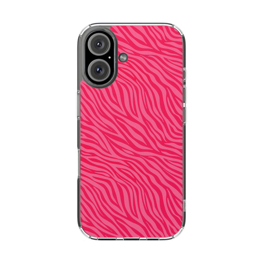 Pink Zebra Print Magnetic Clear Phone Case