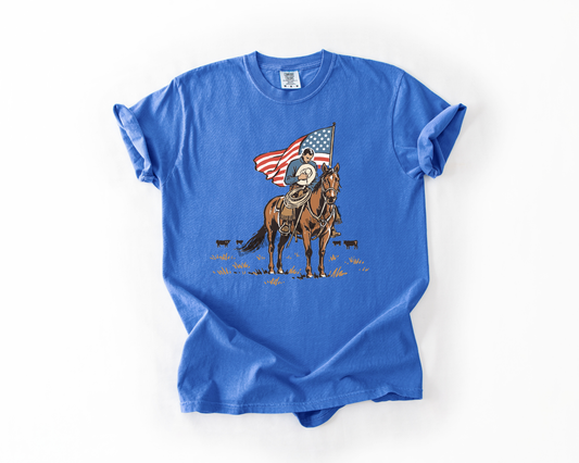 PATRIOTIC COWBOY COMFORT COLORS TEE