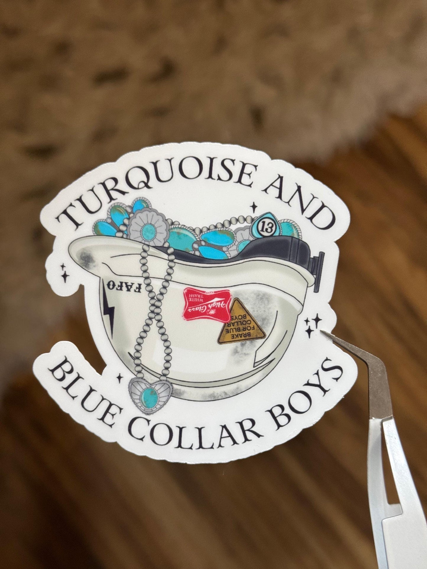 Turquoise and blue collar boys sticker