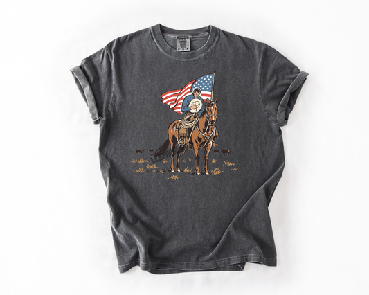 PATRIOTIC COWBOY COMFORT COLORS TEE