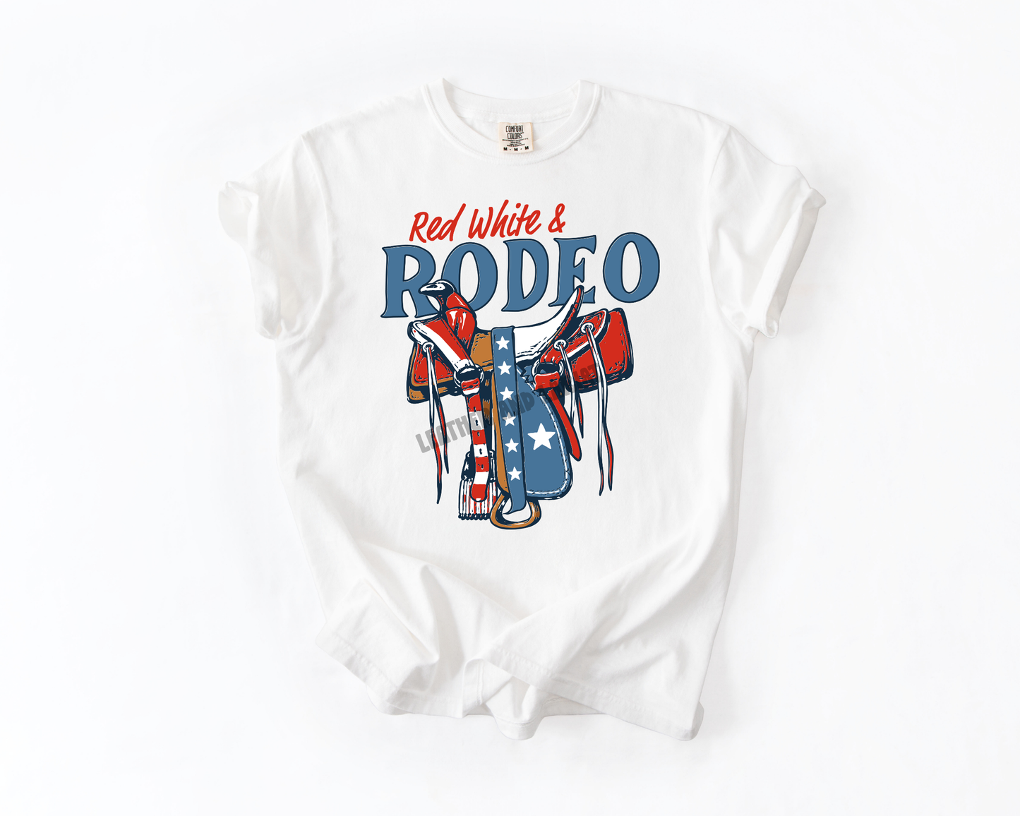 RED WHITE AND RODEO COMFORT COLORS TEE
