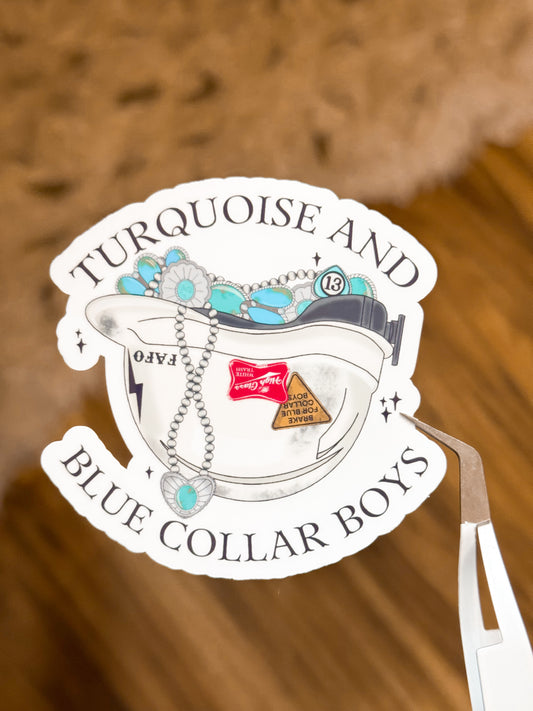 TURQUOISE AND BLUE COLLAR BOYS STICKER