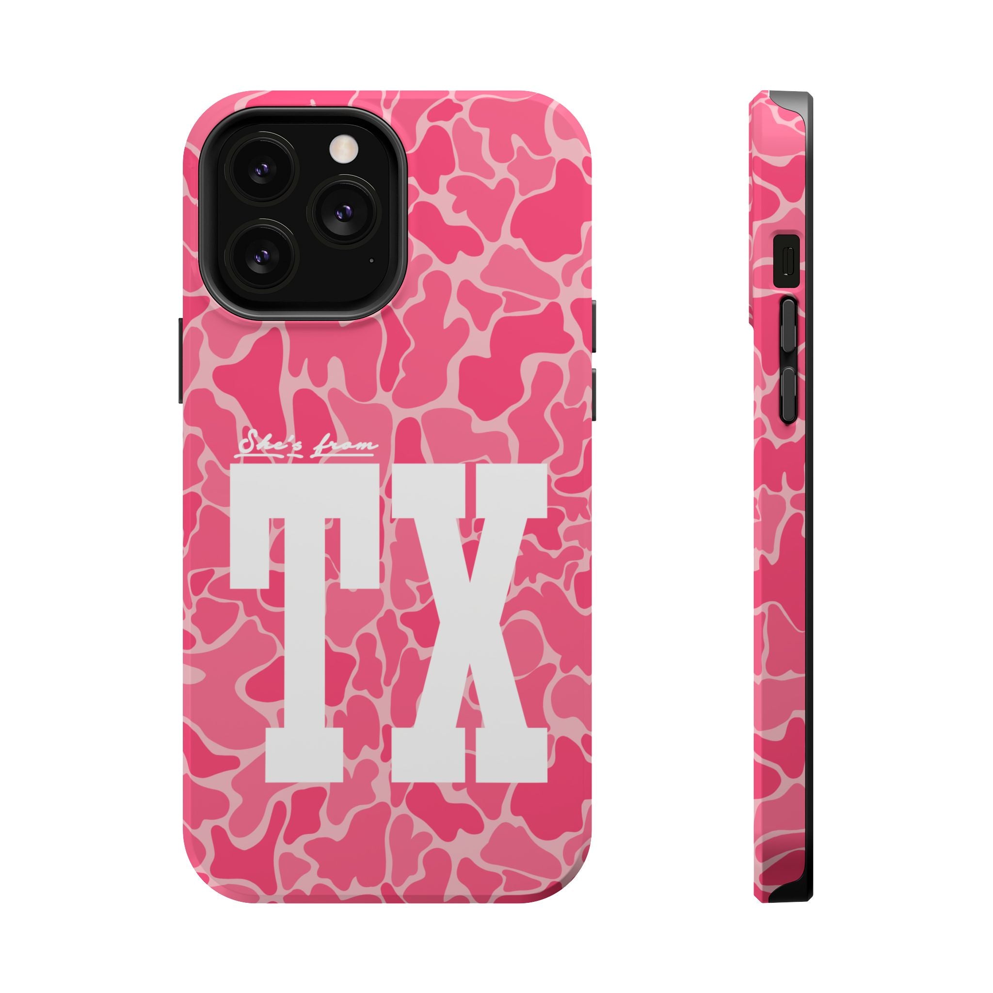 Pink Camo Shes From Texas Magnetic Impact-Resistant Phone Case