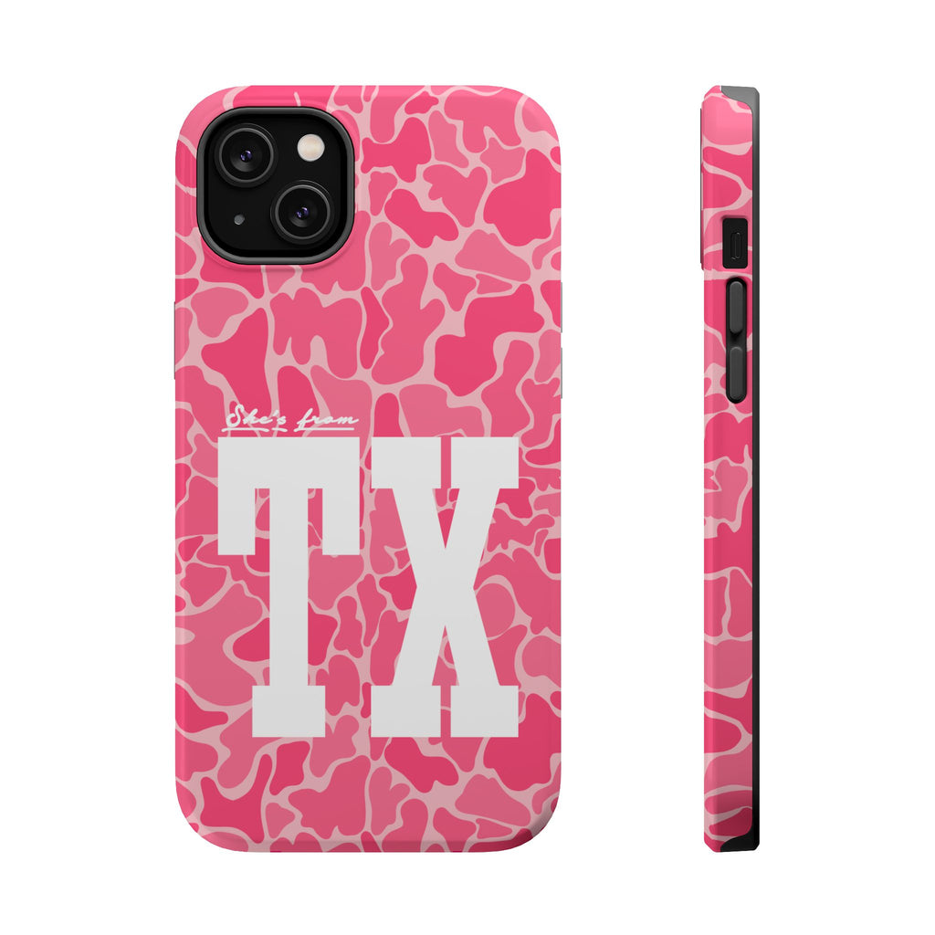Pink Camo Shes From Texas Magnetic Impact-Resistant Phone Case
