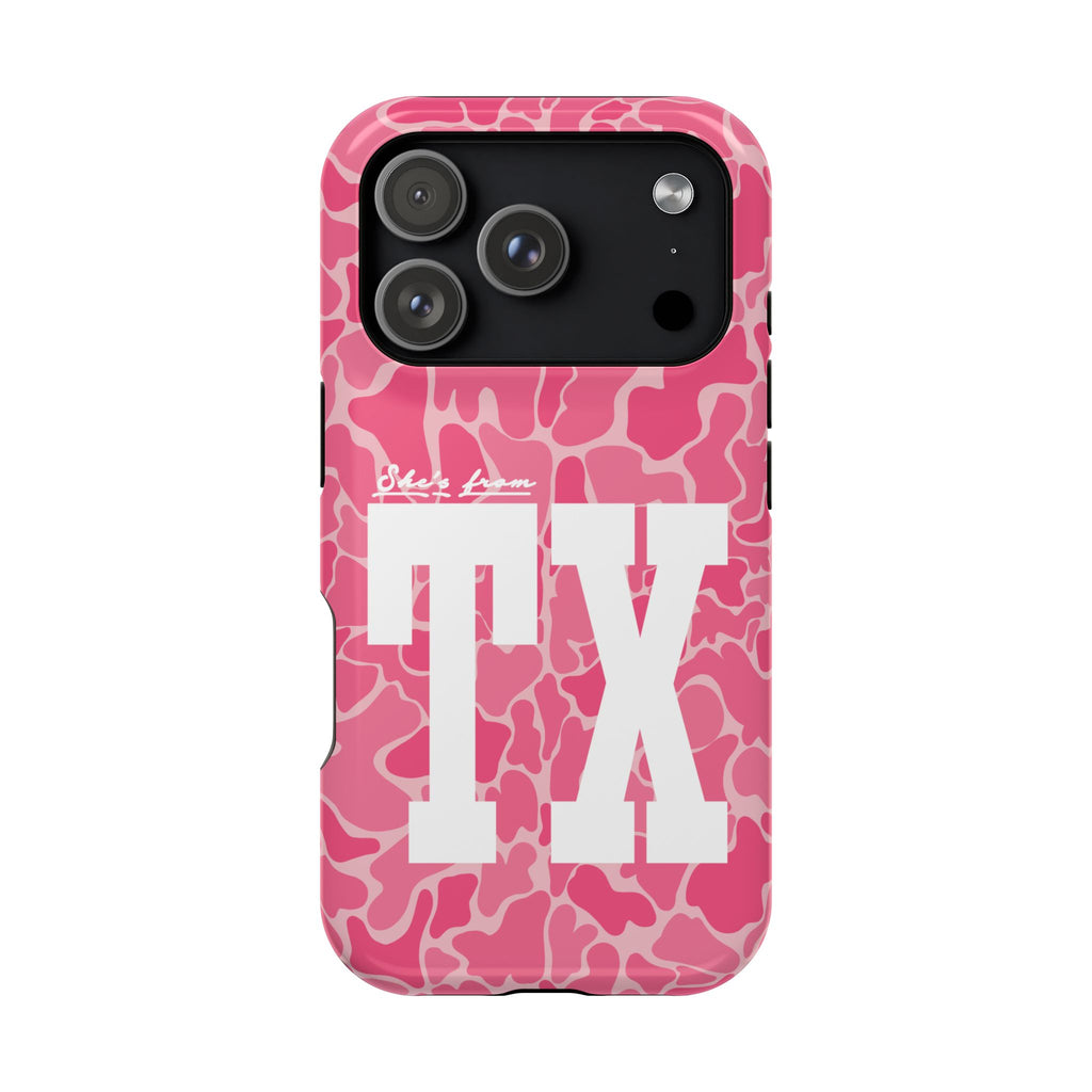 Pink Camo Shes From Texas Magnetic Impact-Resistant Phone Case