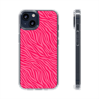 Pink Zebra Print Magnetic Clear Phone Case