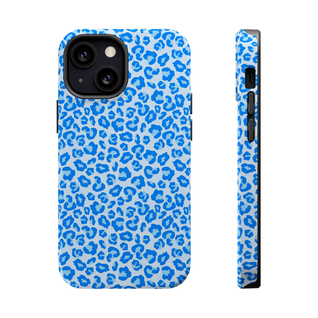 Blue Leopard Print Magnetic Impact-Resistant Phone Case