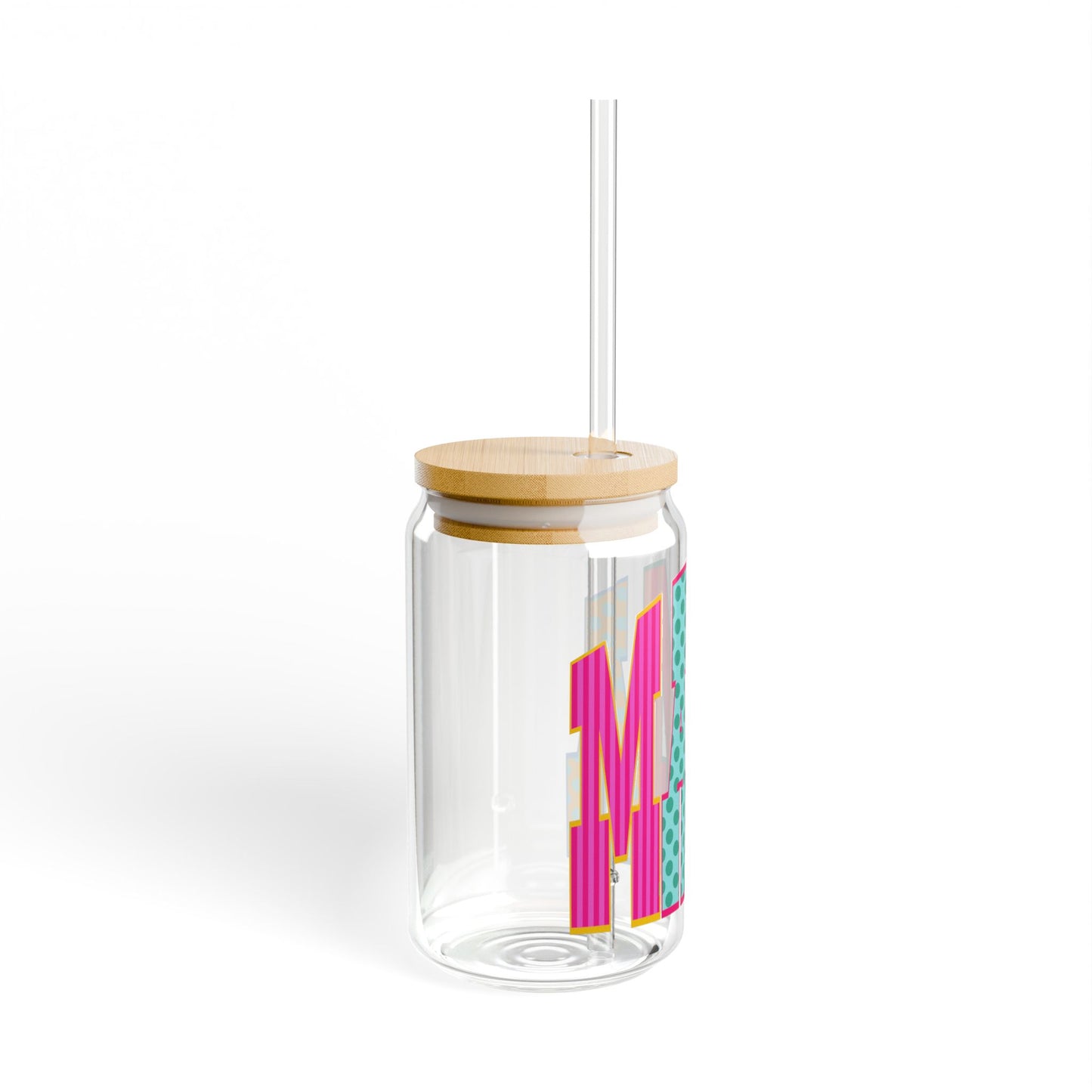 Mama 16oz Glass Sipper Cup – Colorful Patterned Tumbler