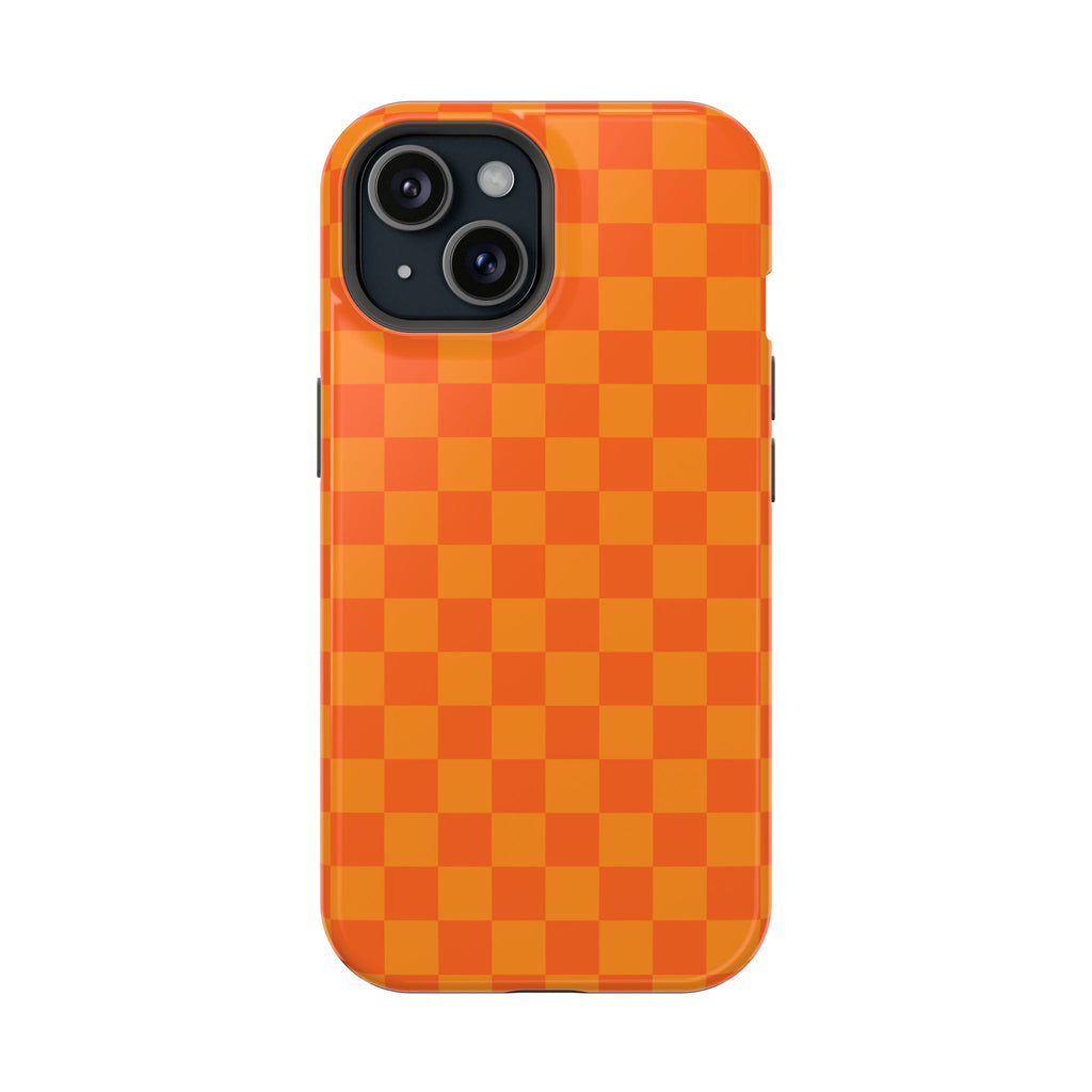 Orange Checkerboard Magnetic Impact Phone Case