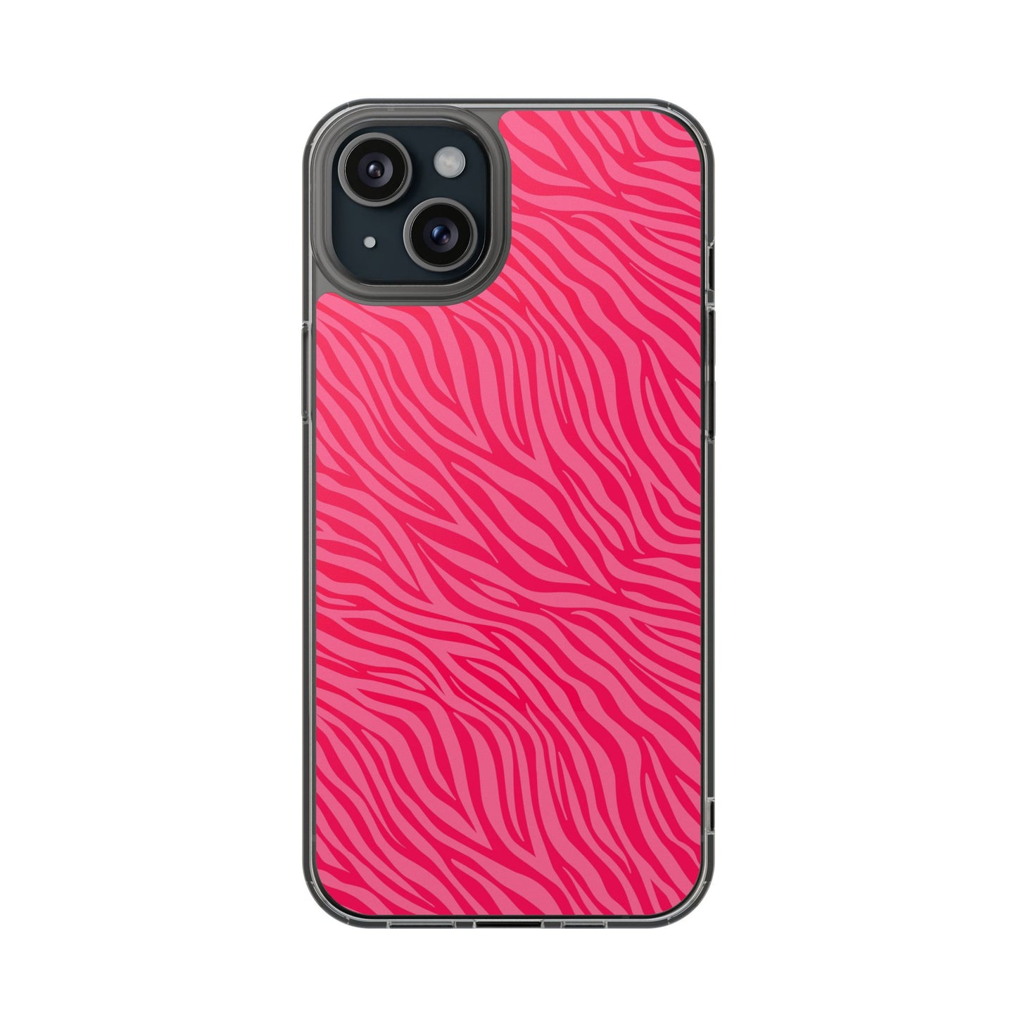 Pink Zebra Print Magnetic Clear Phone Case