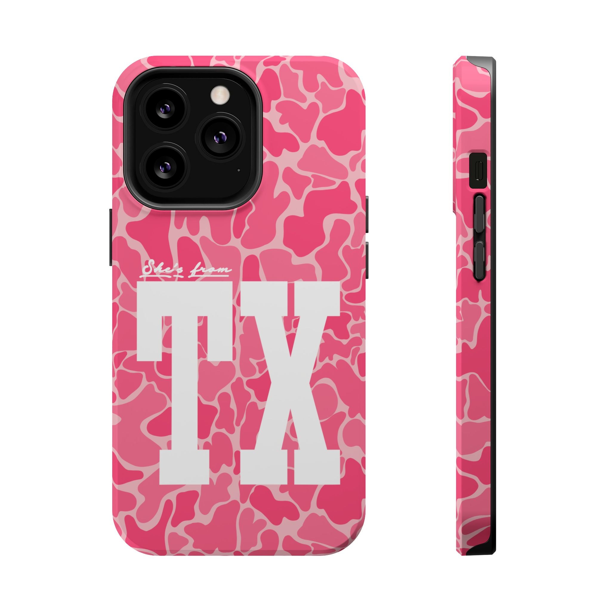Pink Camo Shes From Texas Magnetic Impact-Resistant Phone Case