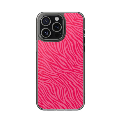 Pink Zebra Print Magnetic Clear Phone Case