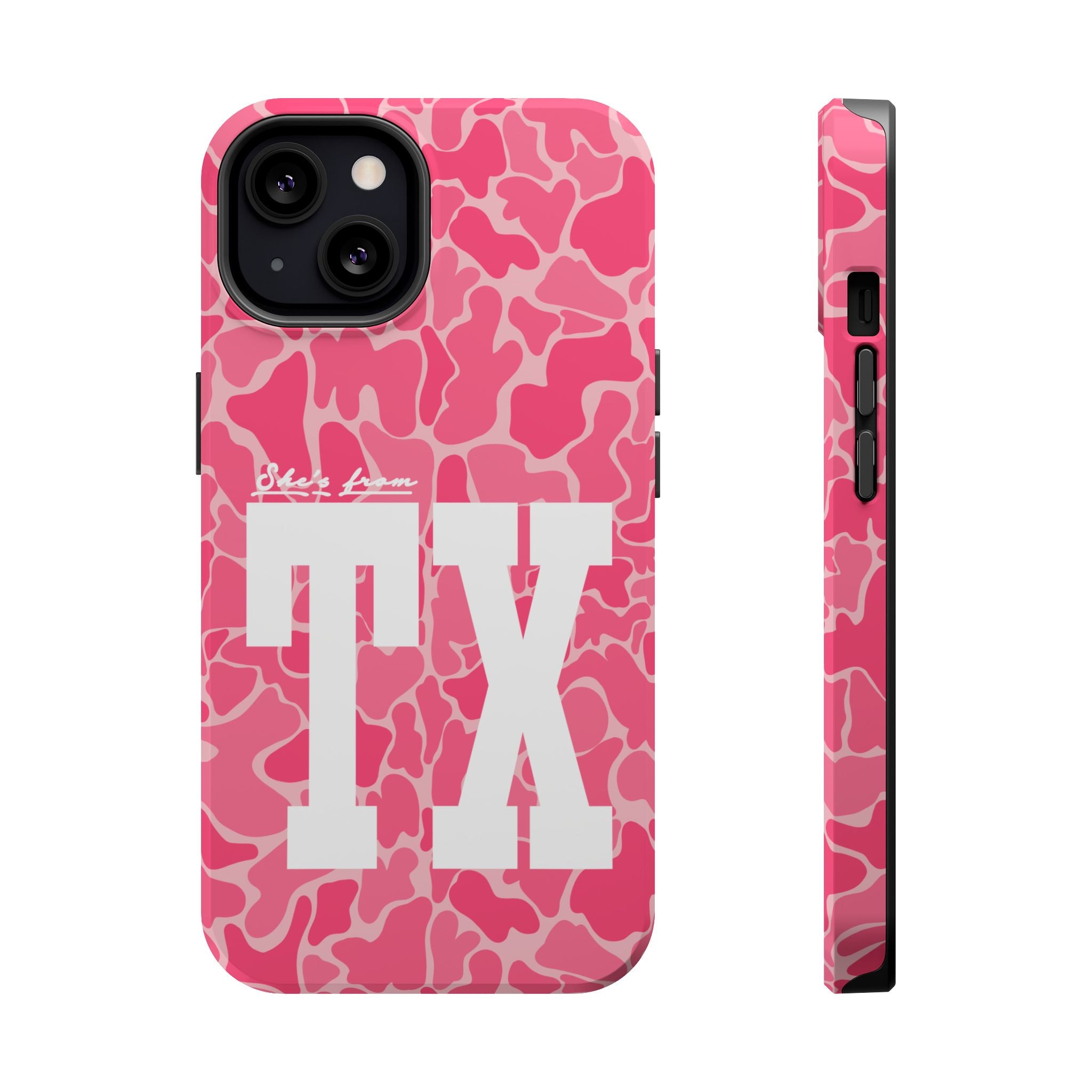 Pink Camo Shes From Texas Magnetic Impact-Resistant Phone Case