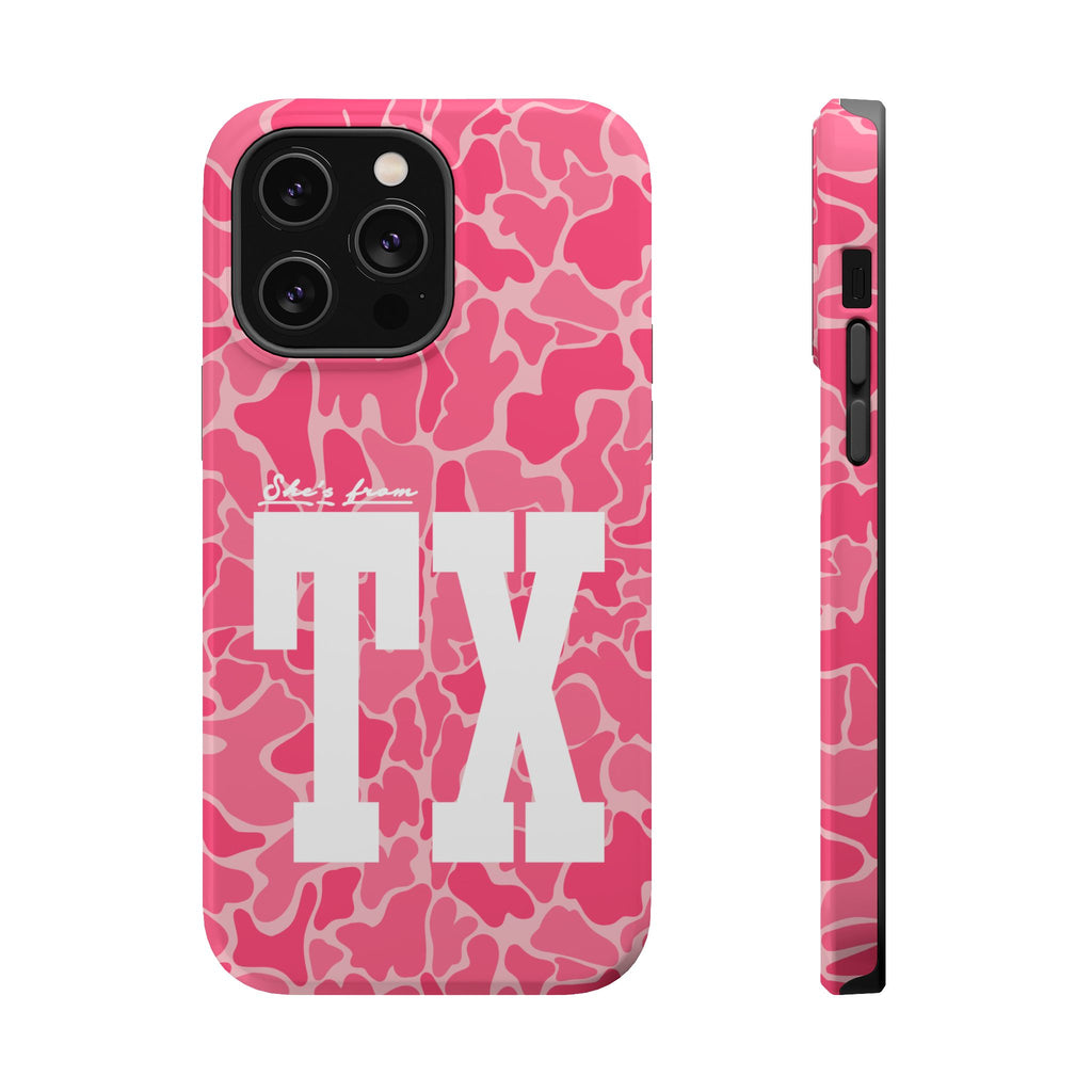 Pink Camo Shes From Texas Magnetic Impact-Resistant Phone Case