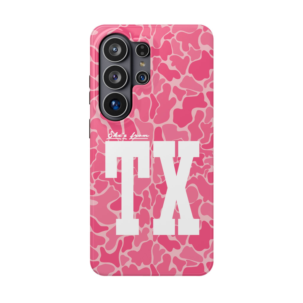 Pink Camo Shes From Texas Magnetic Impact-Resistant Phone Case