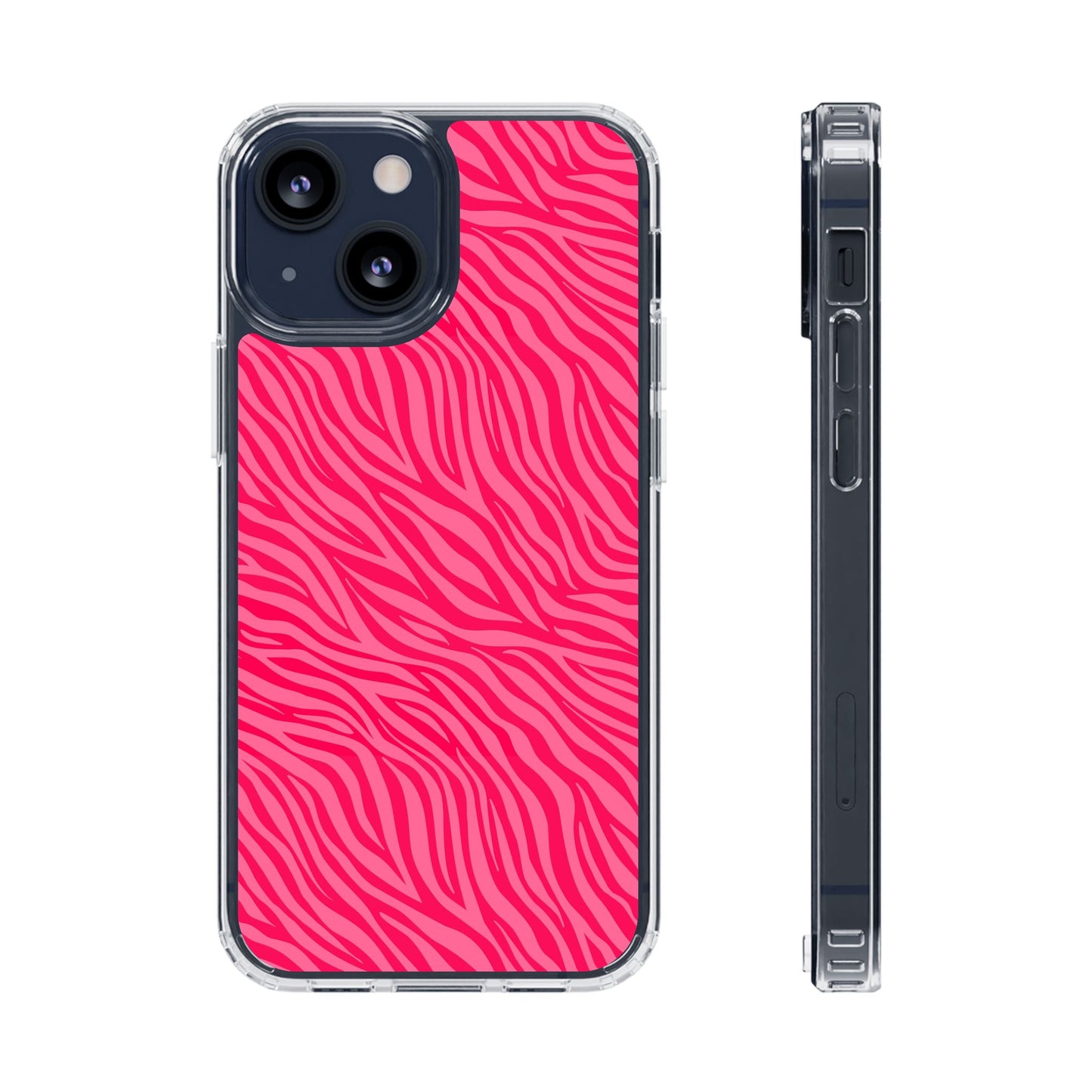 Pink Zebra Print Magnetic Clear Phone Case