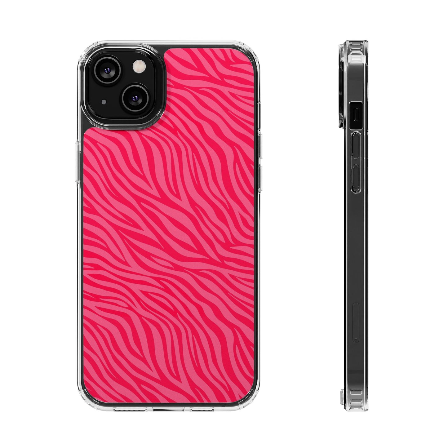 Pink Zebra Print Magnetic Clear Phone Case