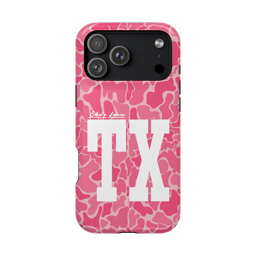 Pink Camo Shes From Texas Magnetic Impact-Resistant Phone Case