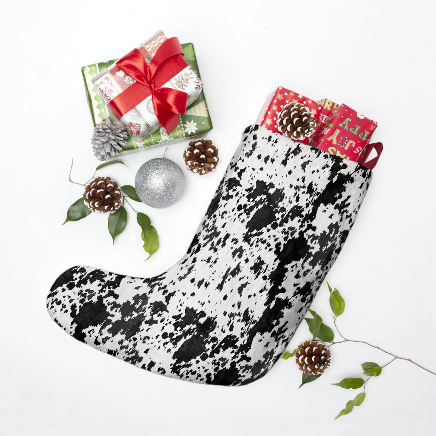 PRINTED Cowhide Christmas Stockings