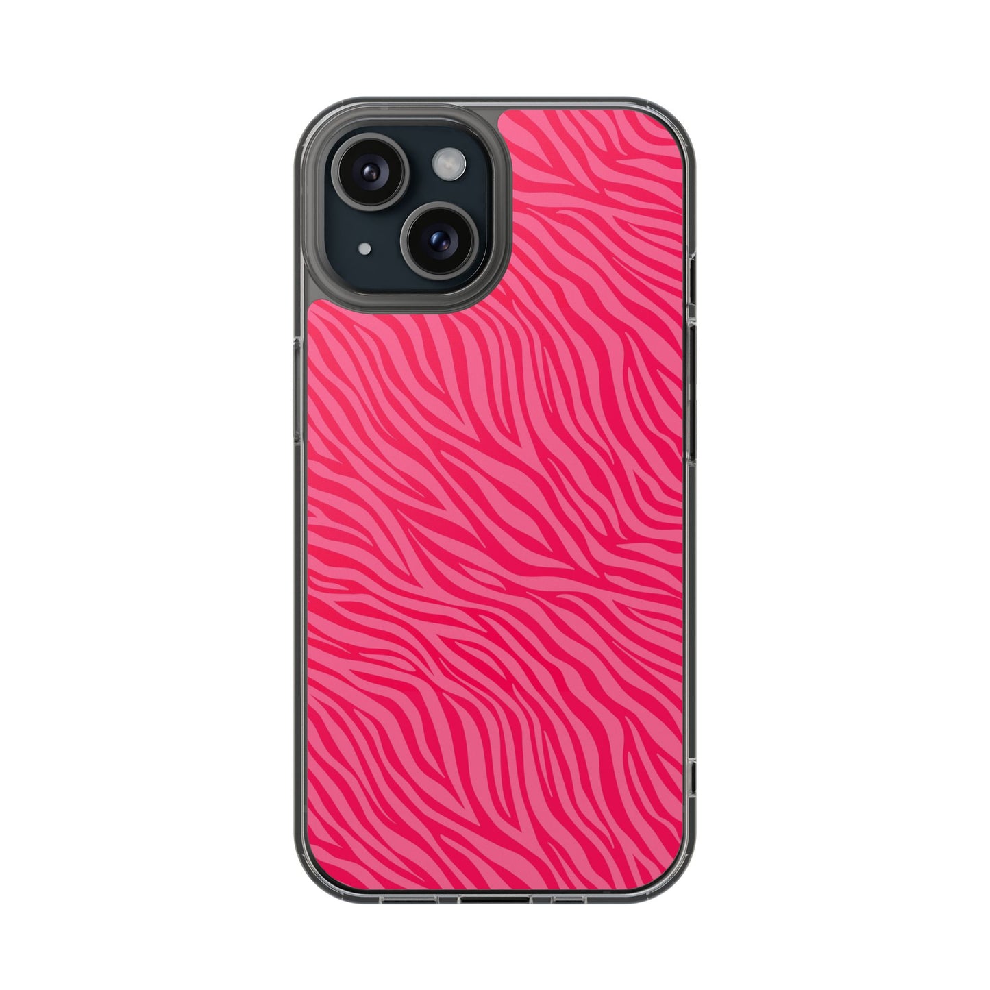 Pink Zebra Print Magnetic Clear Phone Case
