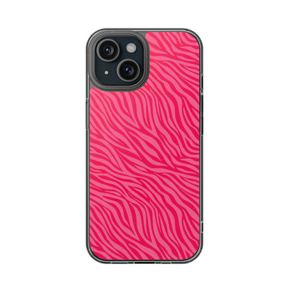 Pink Zebra Print Magnetic Clear Phone Case