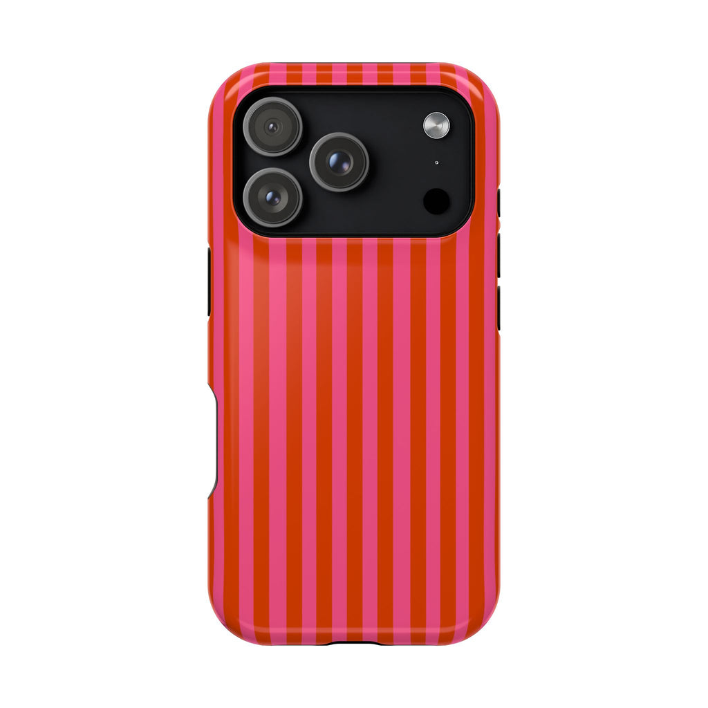 Red & Pink Vertical Stripes Magnetic Impact-Resistant Phone Case
