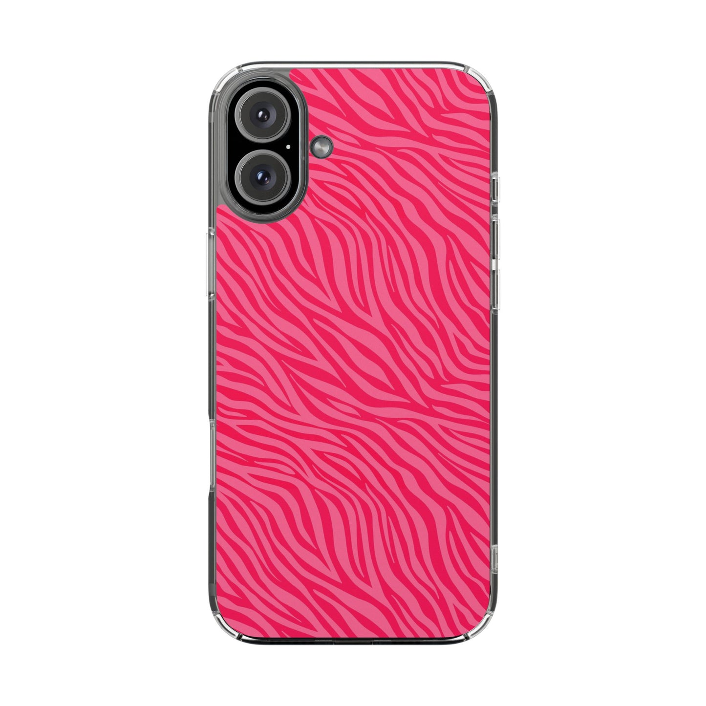 Pink Zebra Print Magnetic Clear Phone Case