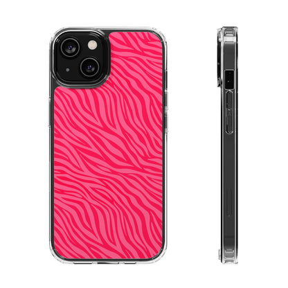 Pink Zebra Print Magnetic Clear Phone Case