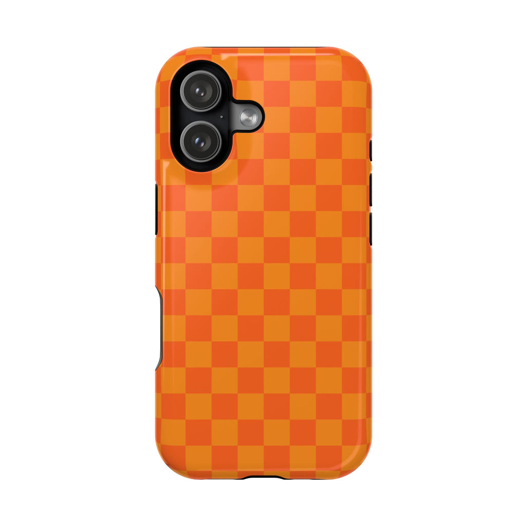 Orange Checkerboard Magnetic Impact Phone Case
