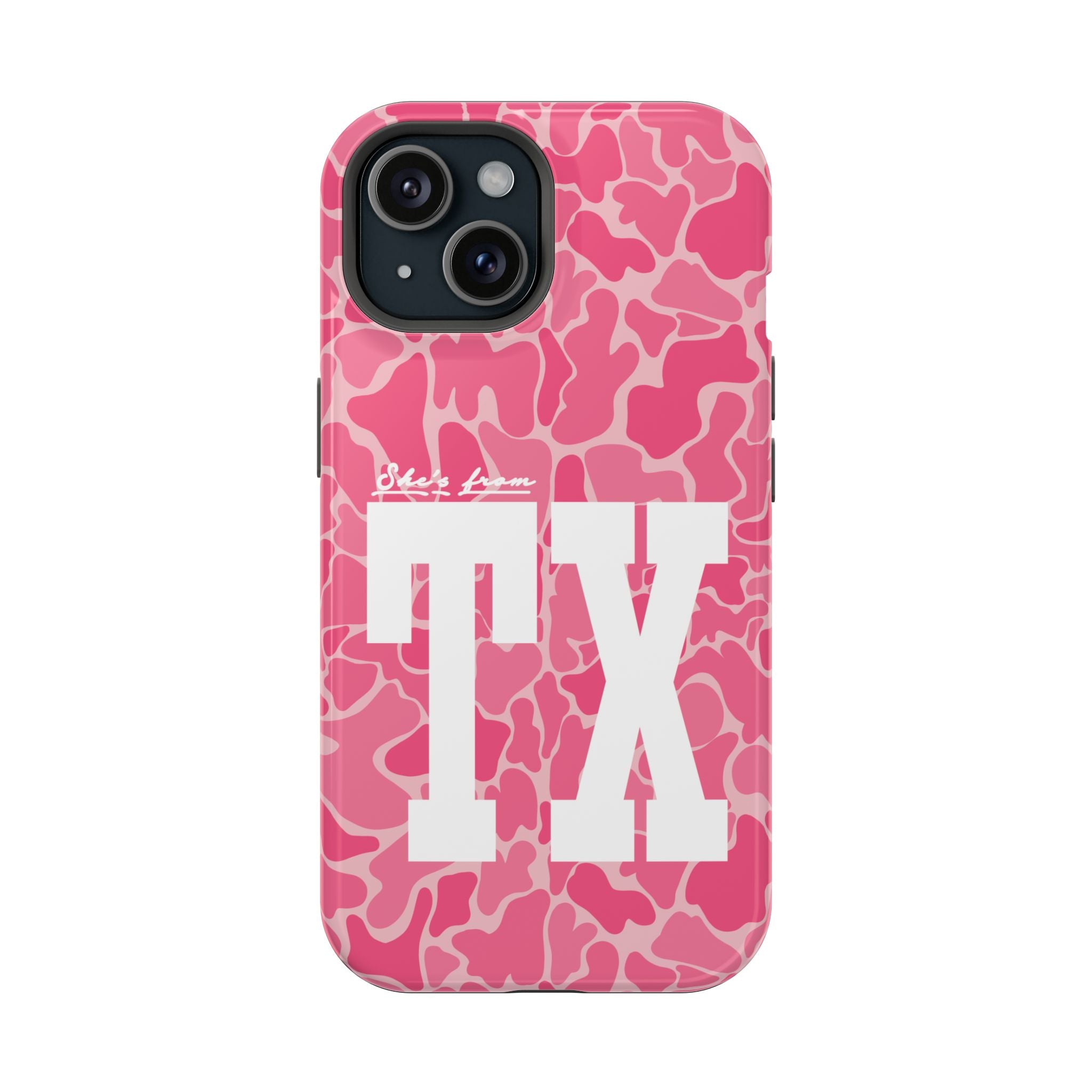 Pink Camo Shes From Texas Magnetic Impact-Resistant Phone Case