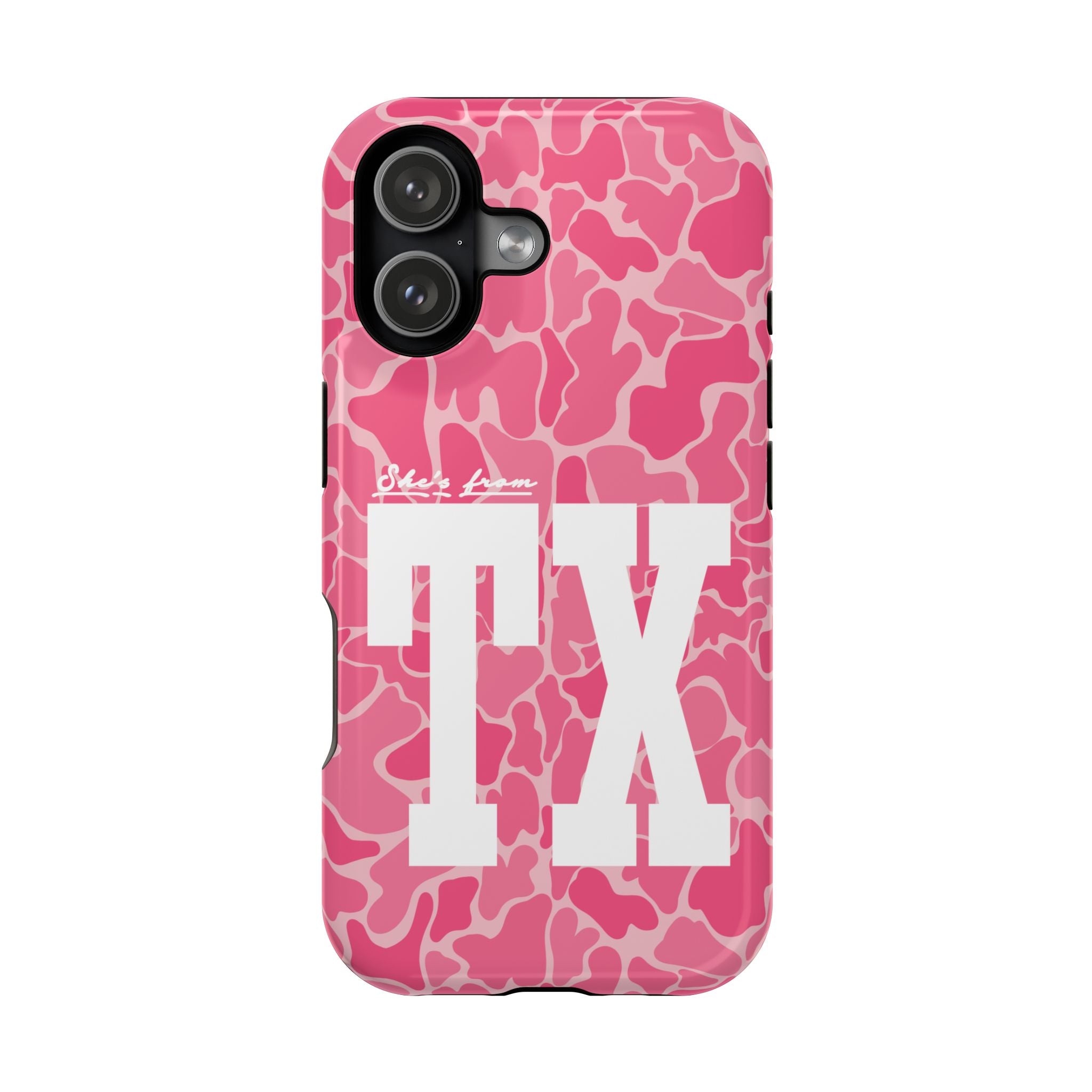 Pink Camo Shes From Texas Magnetic Impact-Resistant Phone Case