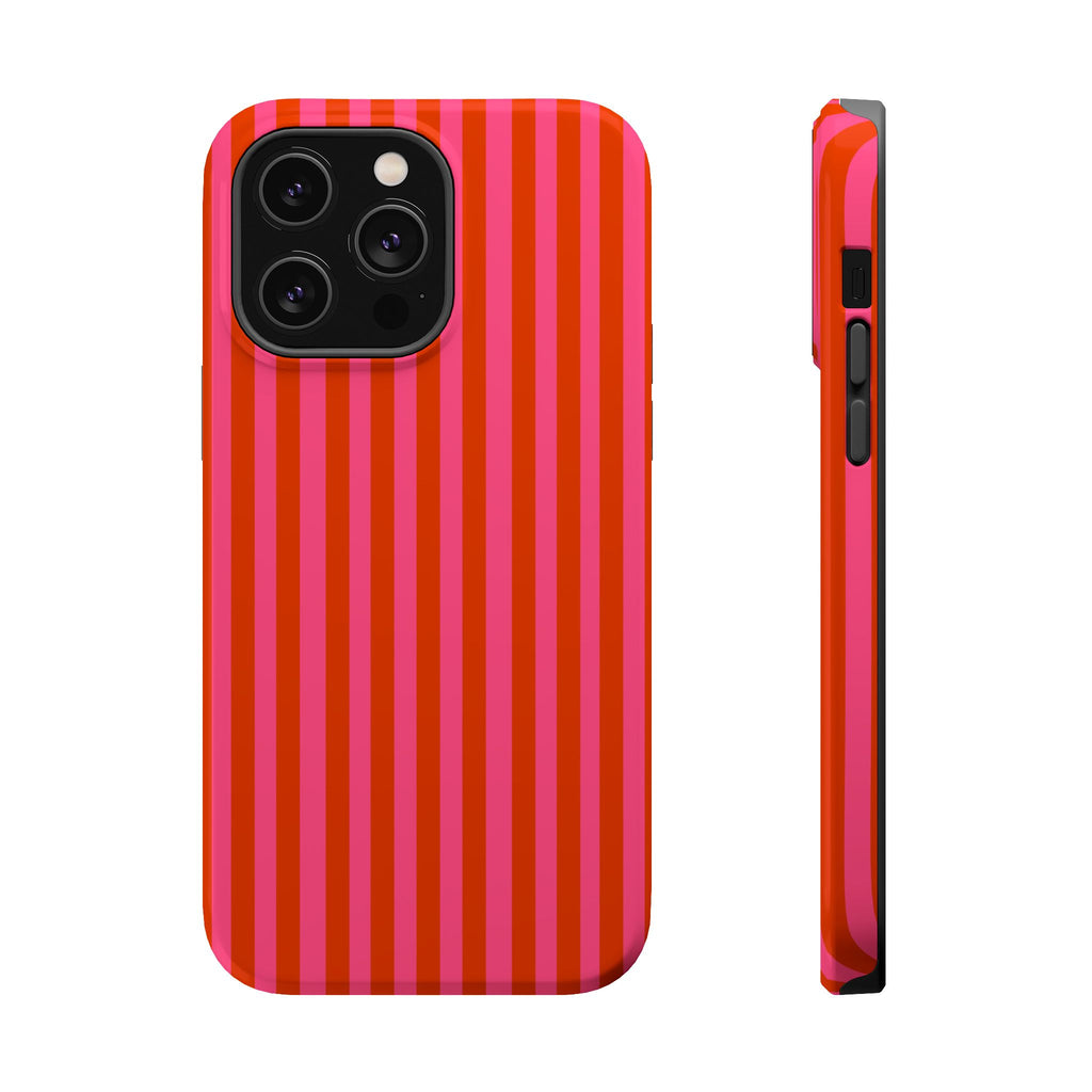 Red & Pink Vertical Stripes Magnetic Impact-Resistant Phone Case