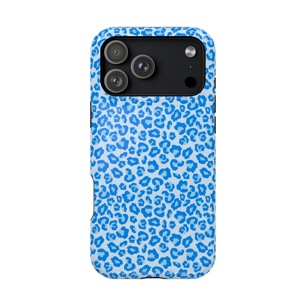 Blue Leopard Print Magnetic Impact-Resistant Phone Case