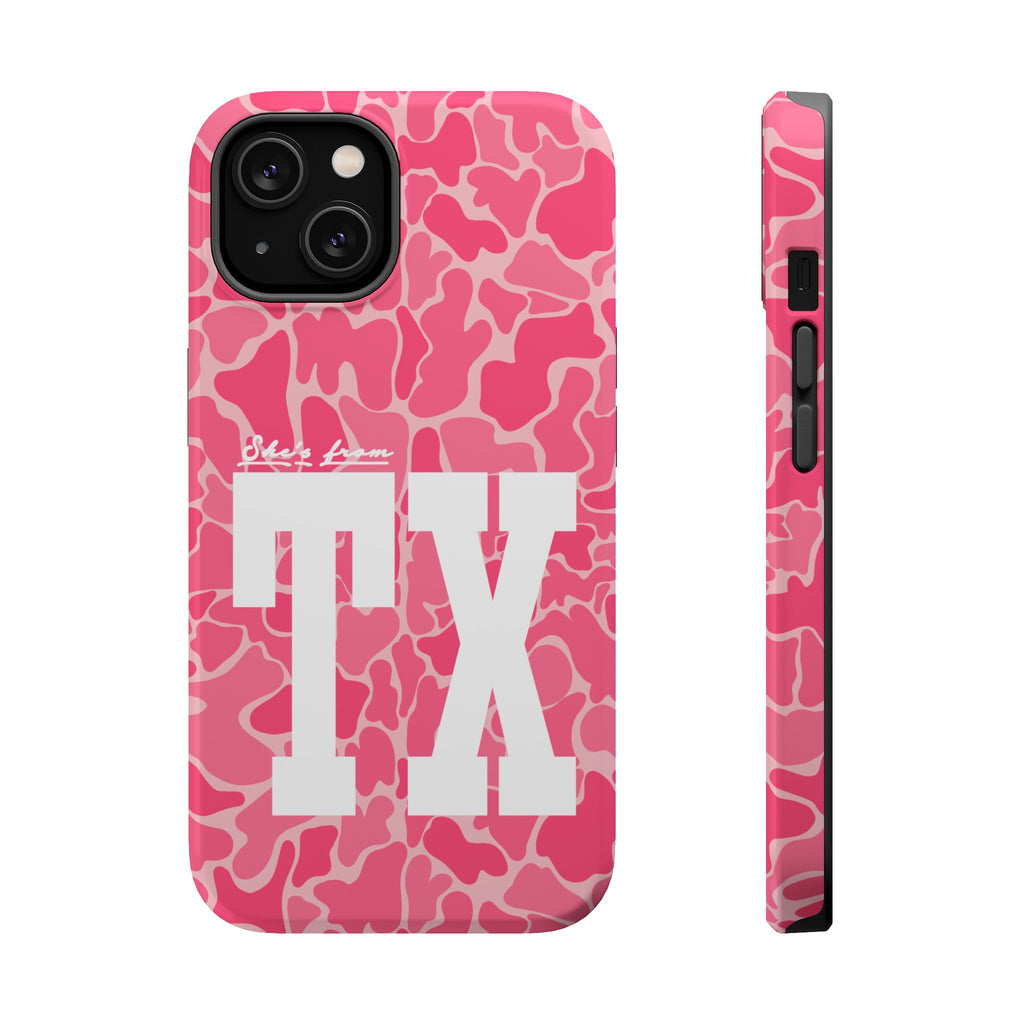 Pink Camo Shes From Texas Magnetic Impact-Resistant Phone Case
