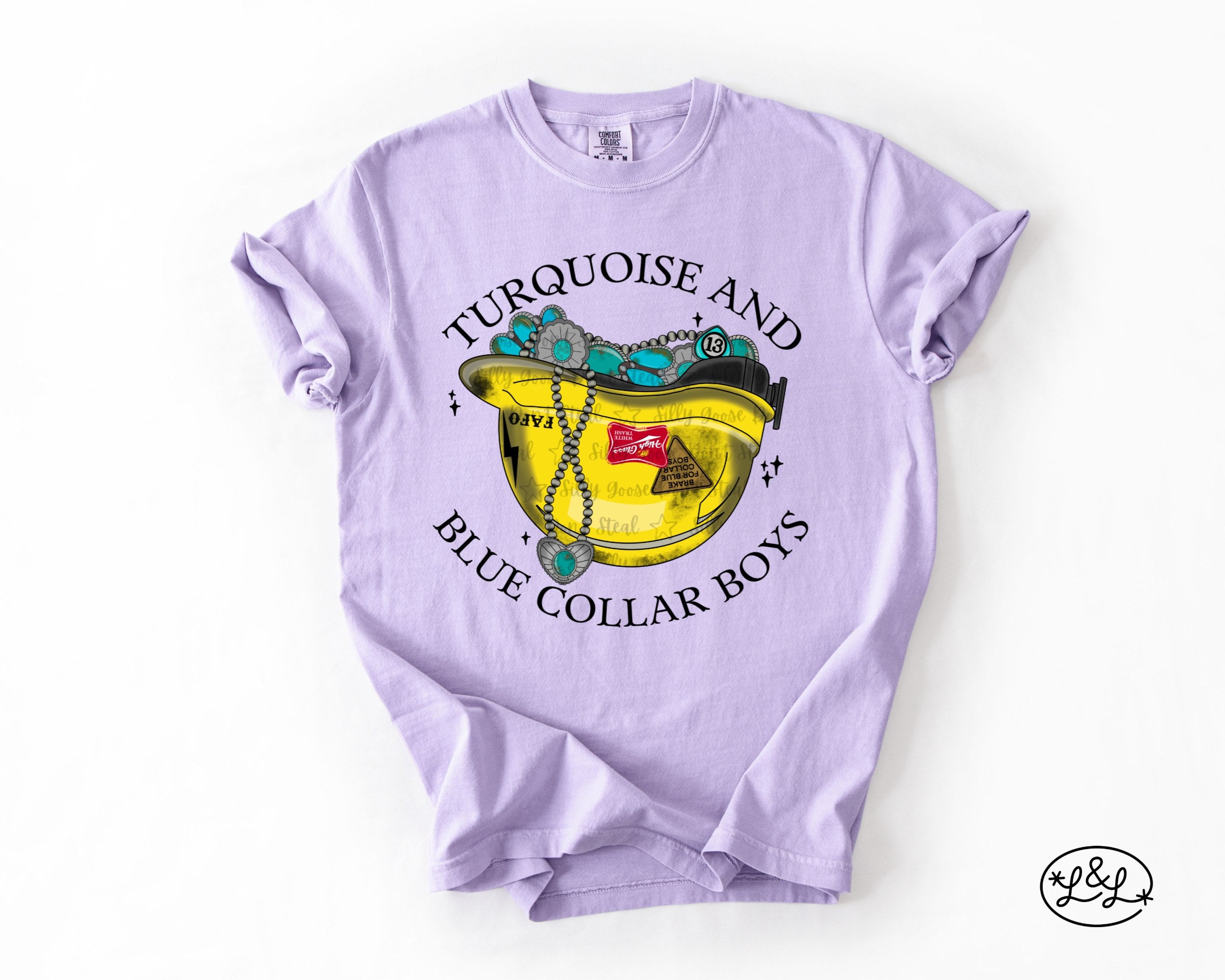 Turquoise And Blue Collar Boys Yellow Hard Hat Comfort Colors® Graphic Tee