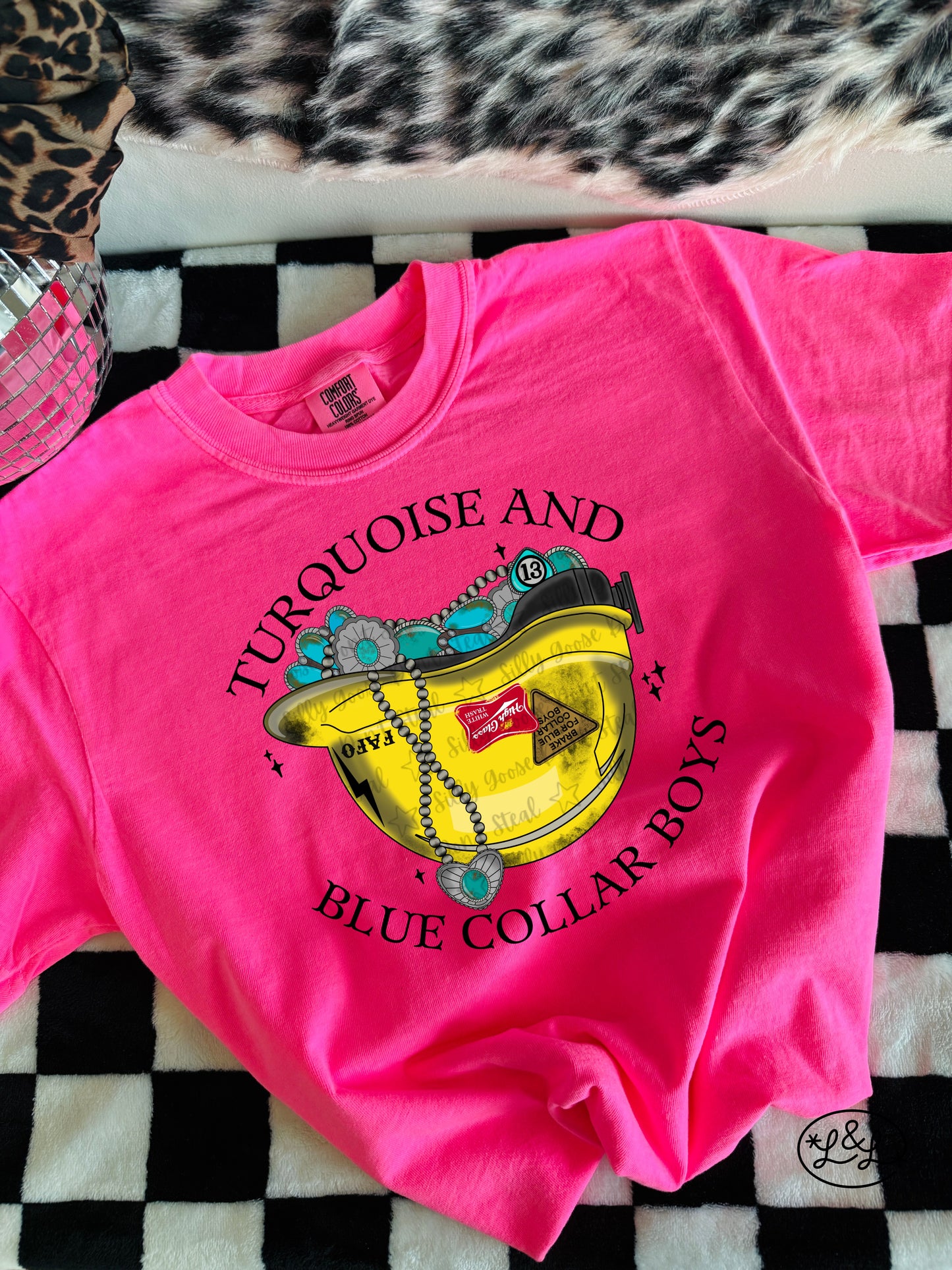Turquoise And Blue Collar Boys Yellow Hard Hat Comfort Colors® Graphic Tee