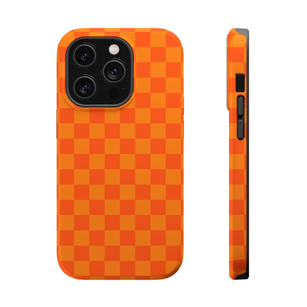 Orange Checkerboard Magnetic Impact Phone Case
