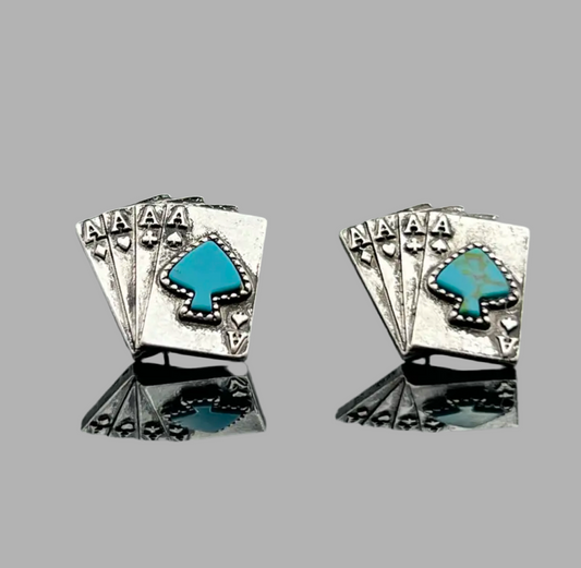 ACE CARD TURQUOISE EARRINGS