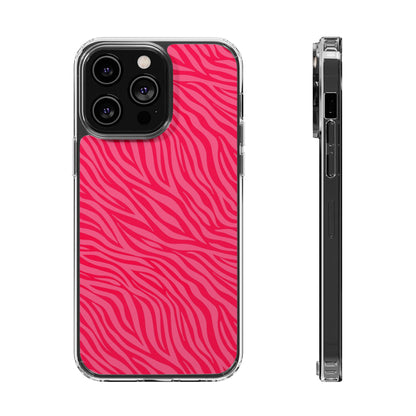 Pink Zebra Print Magnetic Clear Phone Case