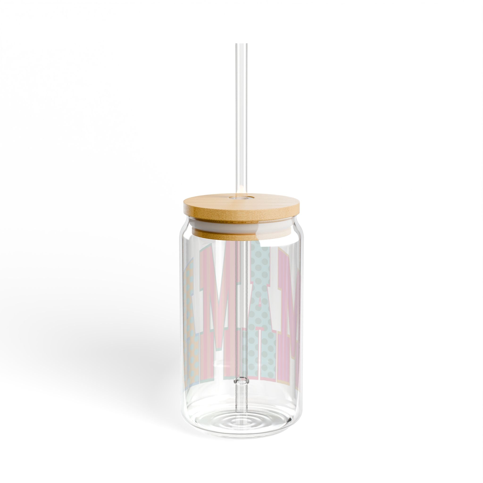 Mama 16oz Glass Sipper Cup – Colorful Patterned Tumbler