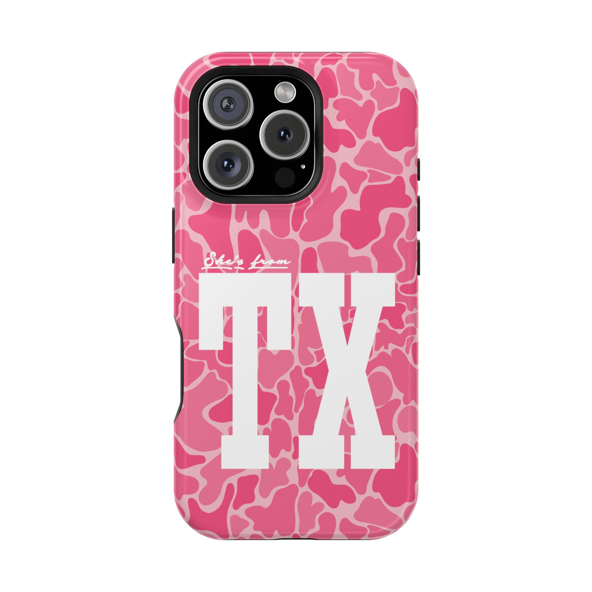 Pink Camo Shes From Texas Magnetic Impact-Resistant Phone Case