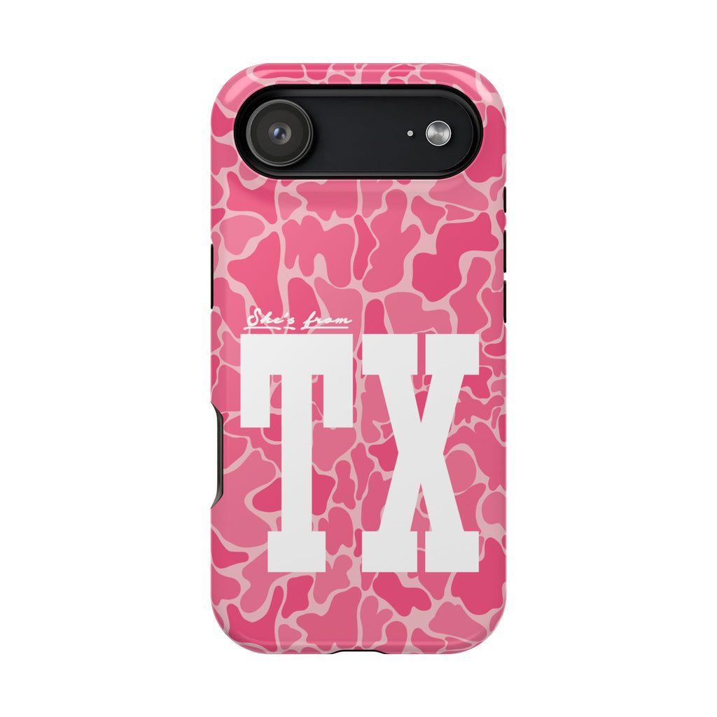 Pink Camo Shes From Texas Magnetic Impact-Resistant Phone Case