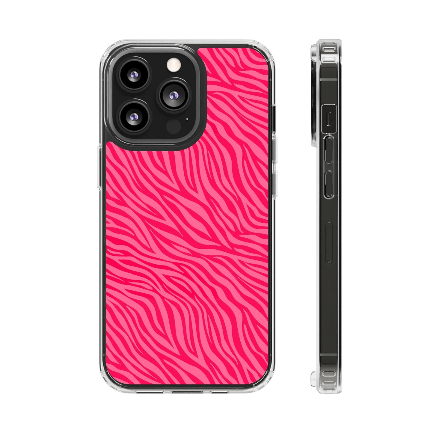 Pink Zebra Print Magnetic Clear Phone Case