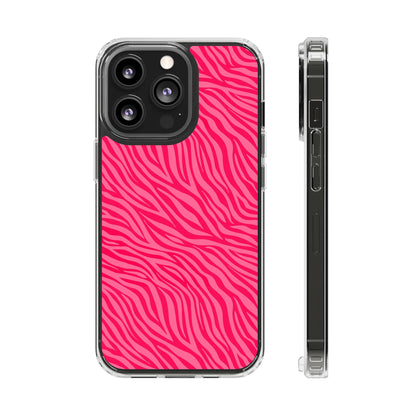 Pink Zebra Print Magnetic Clear Phone Case