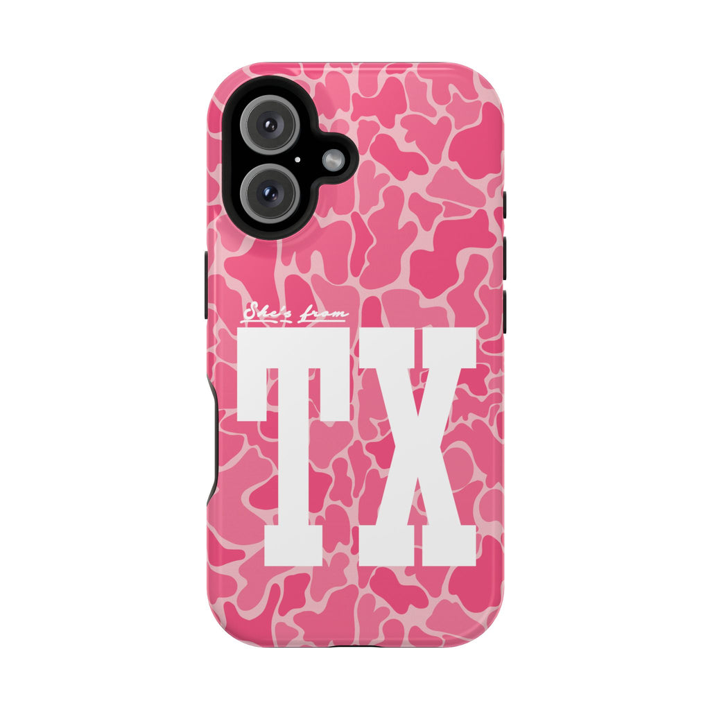 Pink Camo Shes From Texas Magnetic Impact-Resistant Phone Case