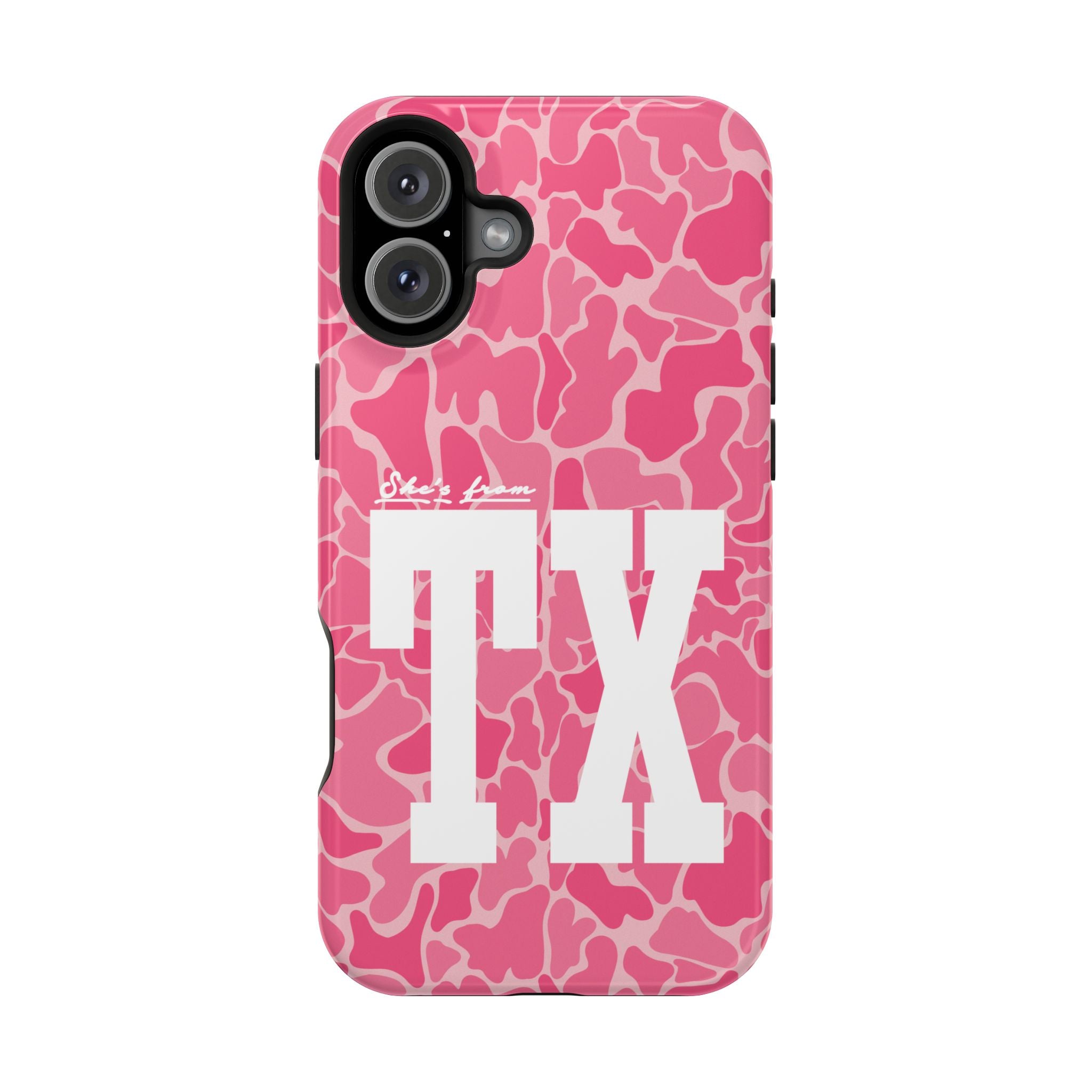 Pink Camo Shes From Texas Magnetic Impact-Resistant Phone Case