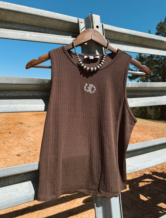 THE HORSESHOE EMBROIDERED TANK