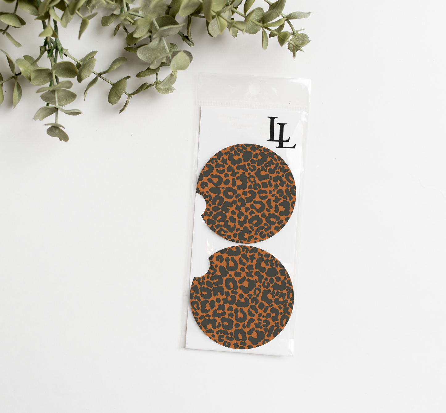 DESERT LEOPARD CAR COASTERS SET