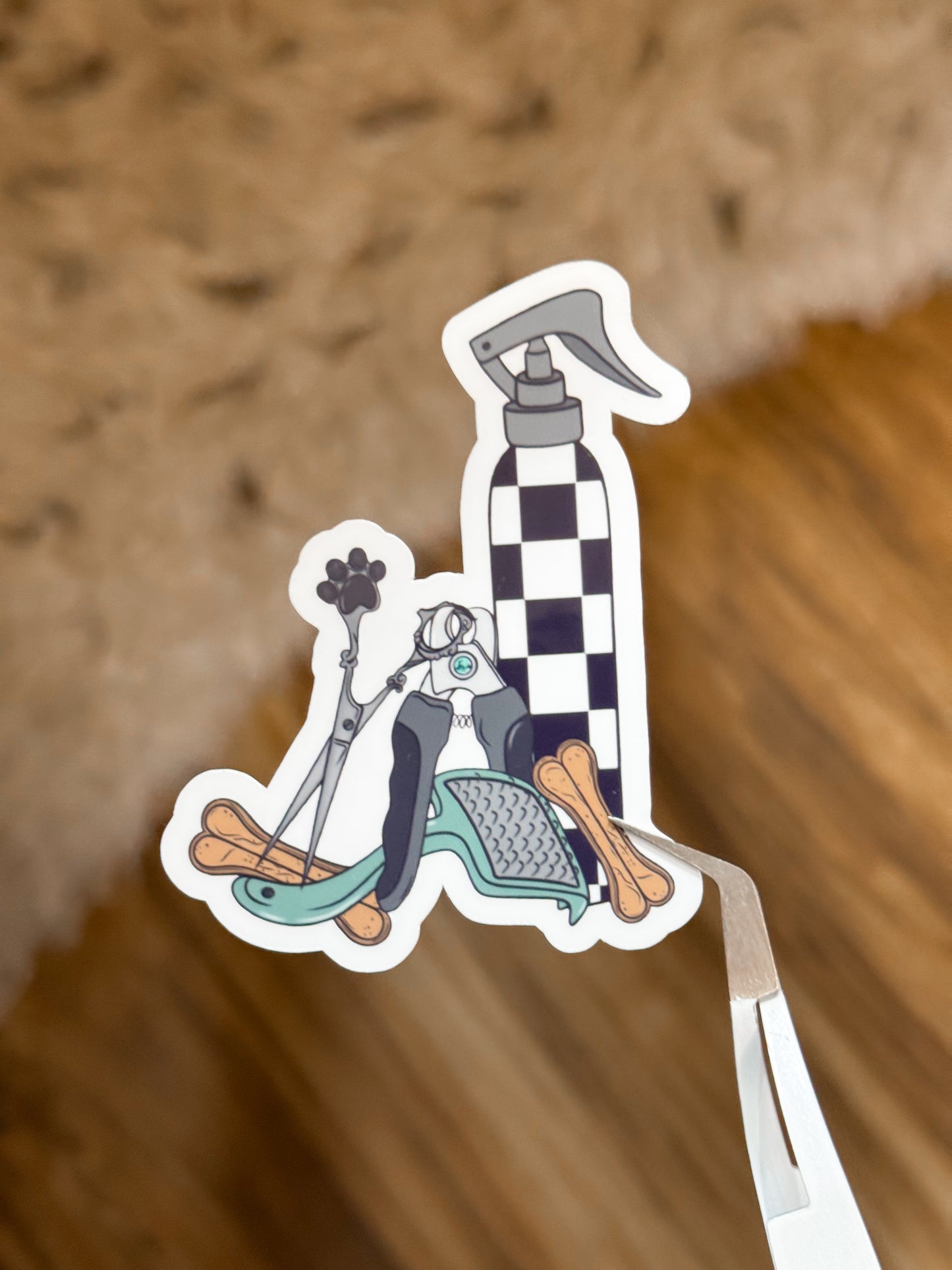 DOG GROOMER TURQUOISE WESTERN STICKER