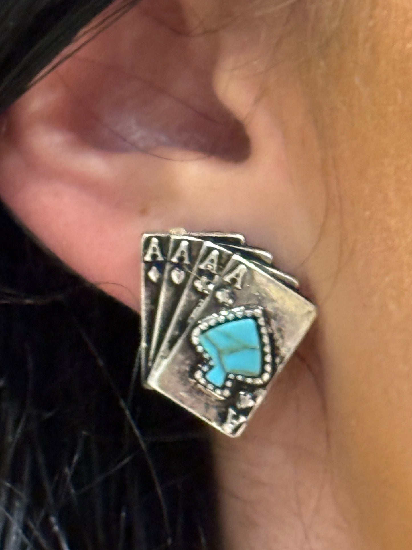 ACE CARD TURQUOISE EARRINGS